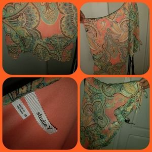 One shoulder paisley blouse